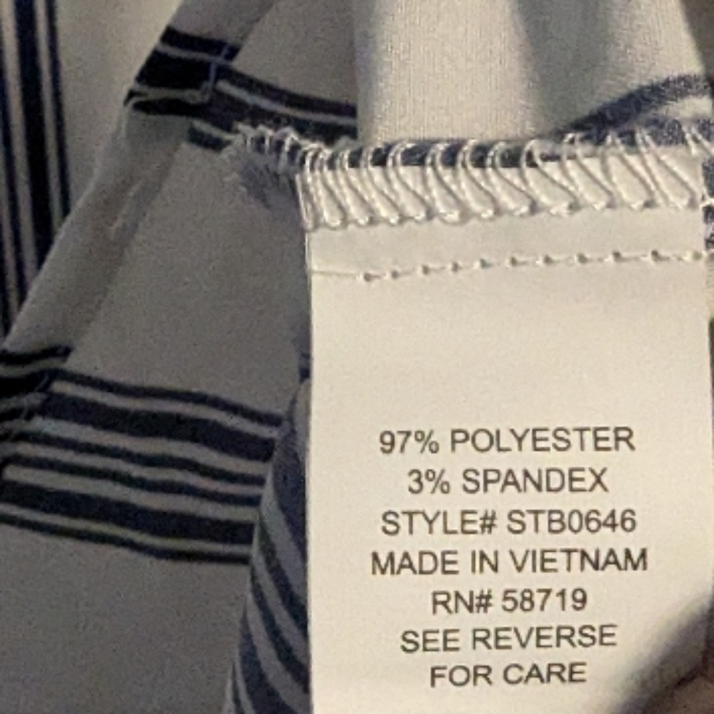 NY COLLECTIONS women'sSleeveless Button Down Shirt 2X collar stripes blue w-427 - Picture 6 of 6